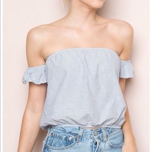 Brandy Melville Striped Off the Shoulder Top